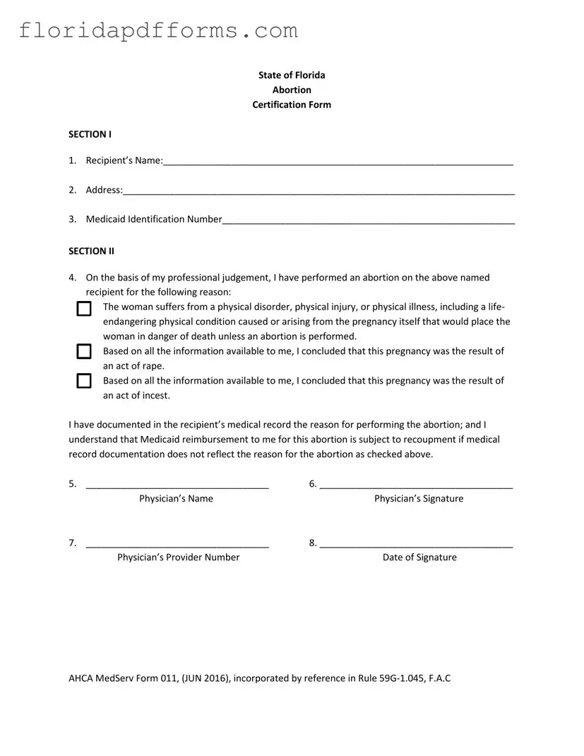 Fill in Your Abortion Paperwork Florida Form