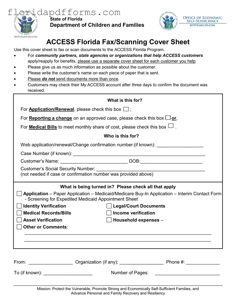 Fill in Your Access Florida Fax Form