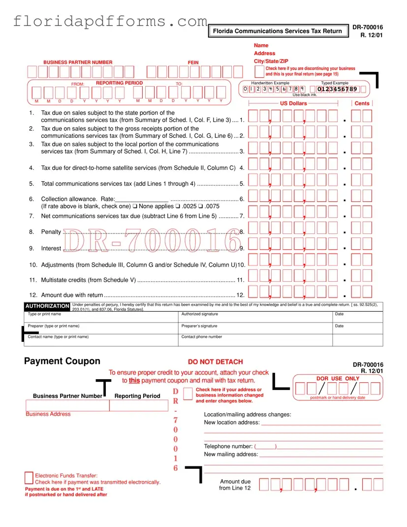 Fill in Your Business Partner Number Florida Form