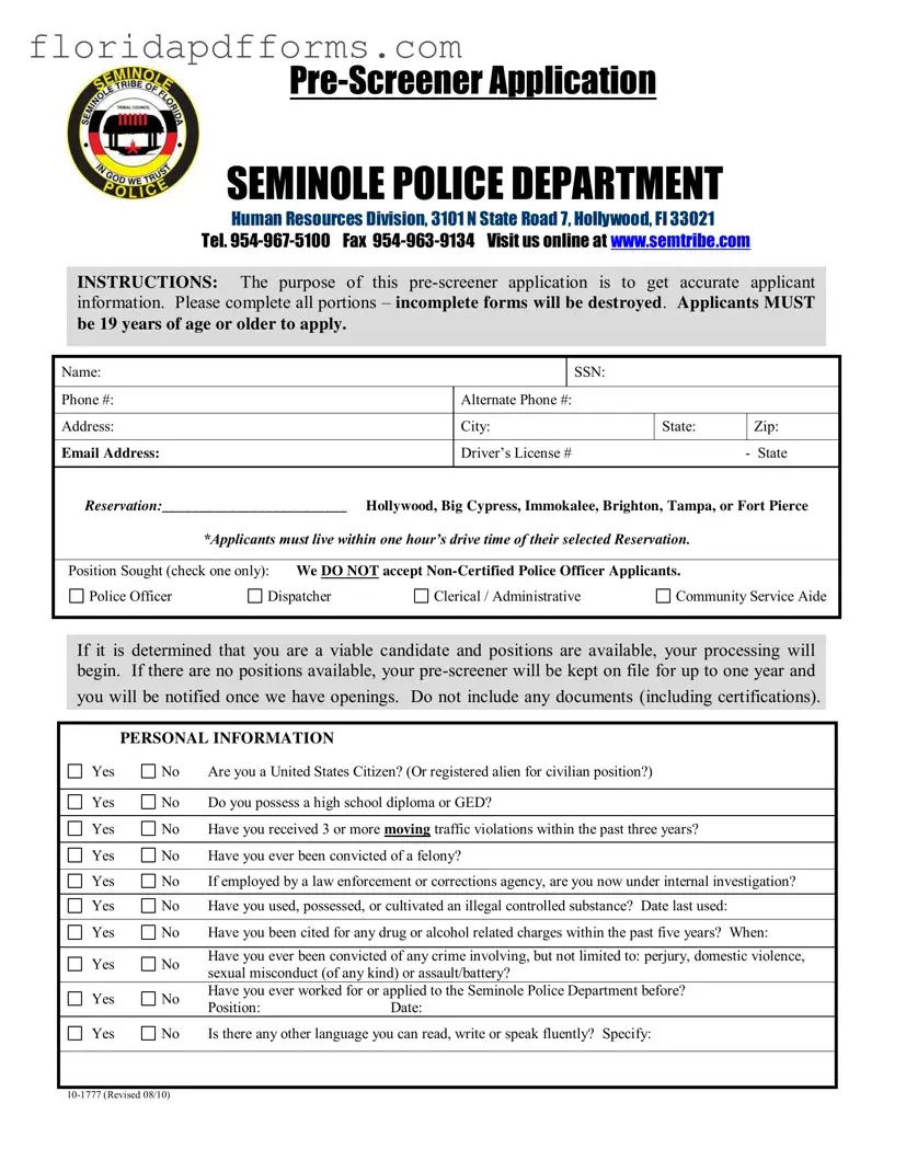 Fill in Your Florida 10 1777 Form