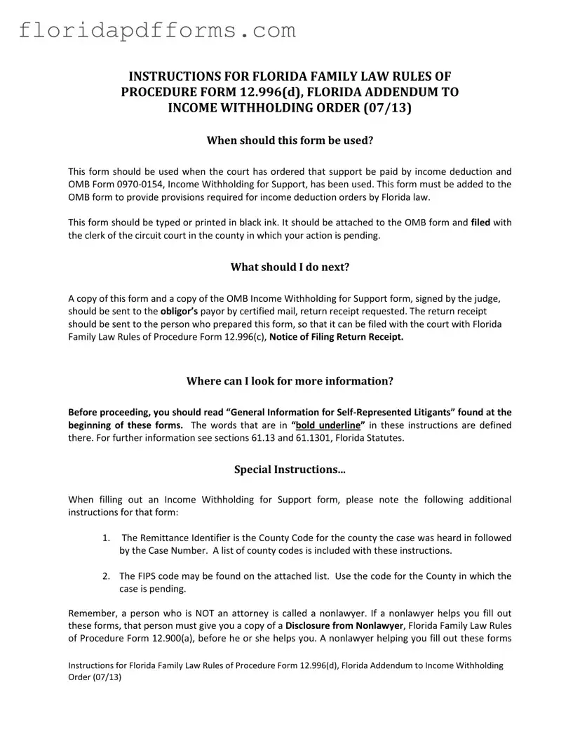 Fill in Your Florida Addendum To Income Form