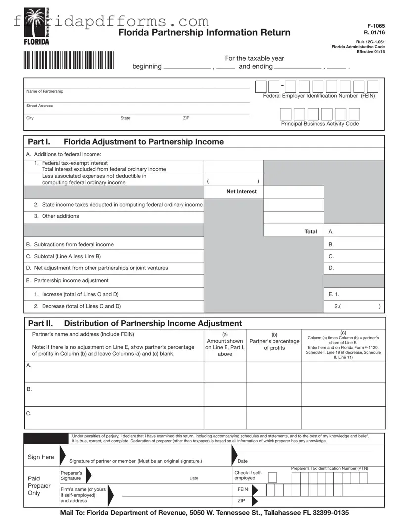 Fill in Your Florida F 1065 Form