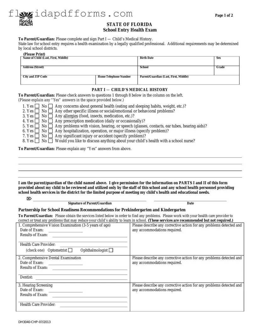 Fill in Your Florida Health Form