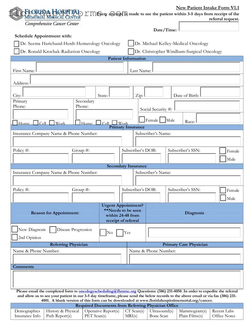 Fill in Your Florida Hospital Form