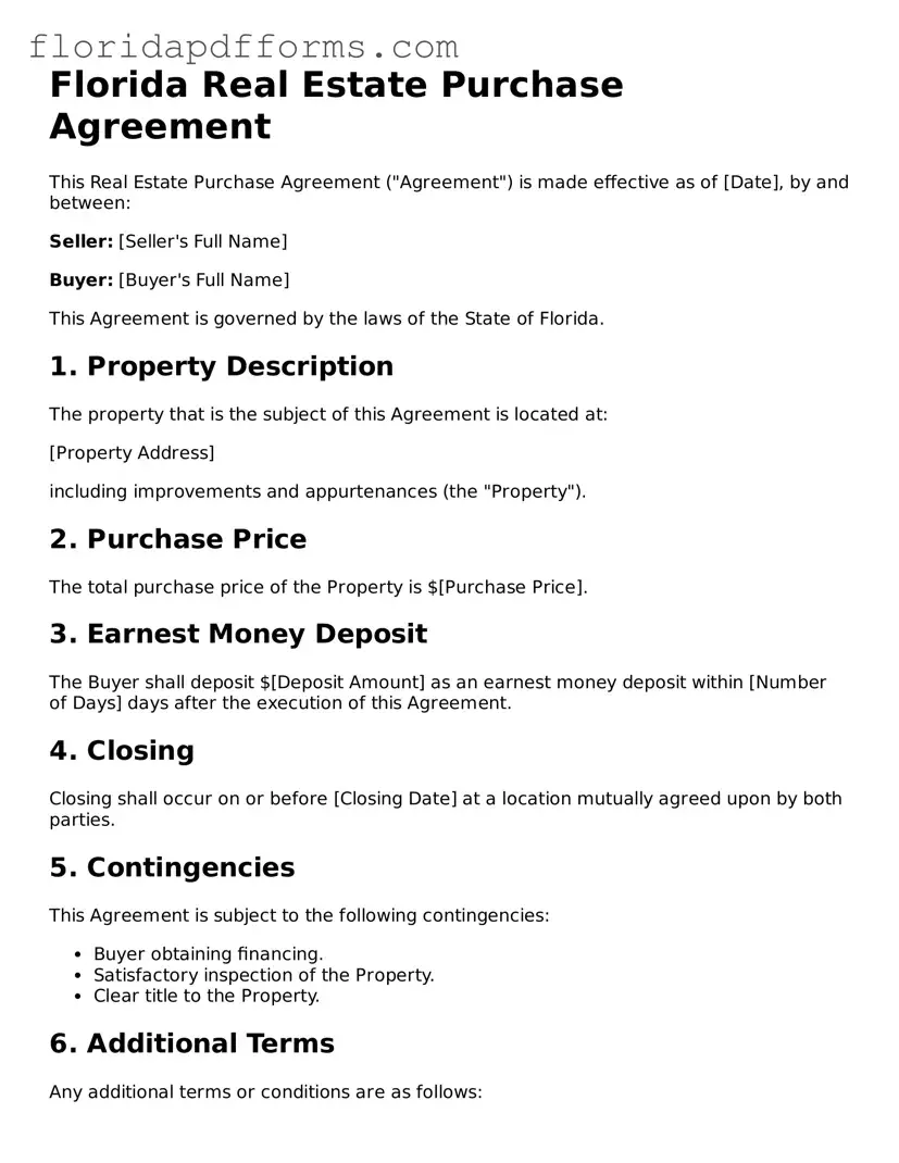 Official Real Estate Purchase Agreement Template for Florida
