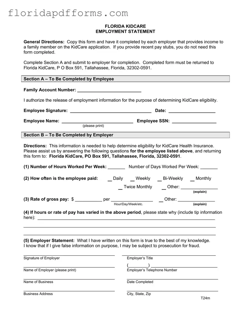 Fill in Your Florida Kidcare Form