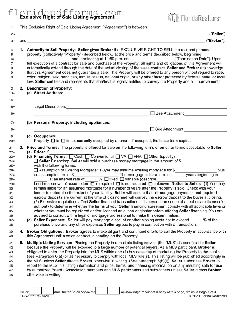Fill in Your Florida Listing Agreement Form
