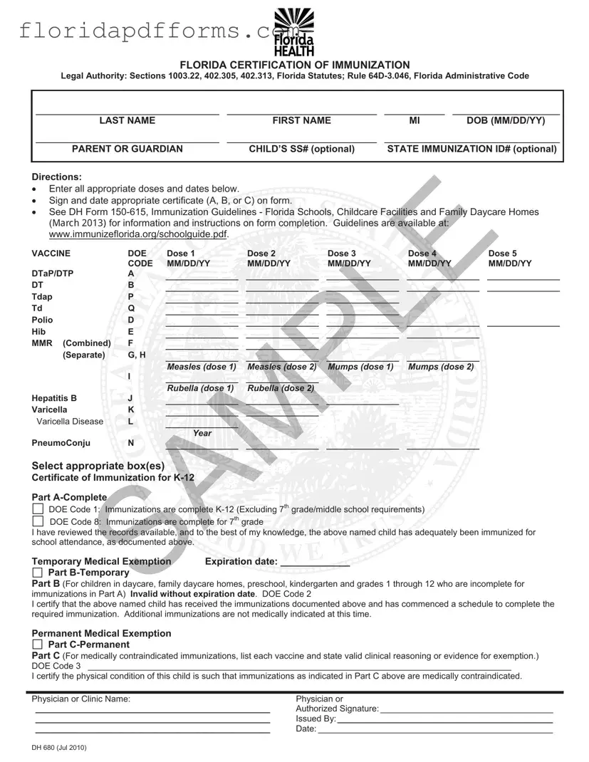 Fill in Your Florida Medical Exemption Vaccine Form