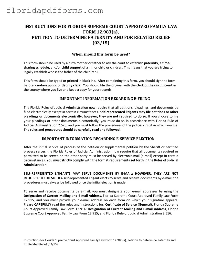 Fill in Your Florida Petitioner Form