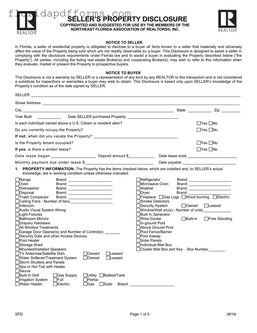 Fill in Your Florida Seller Property Form