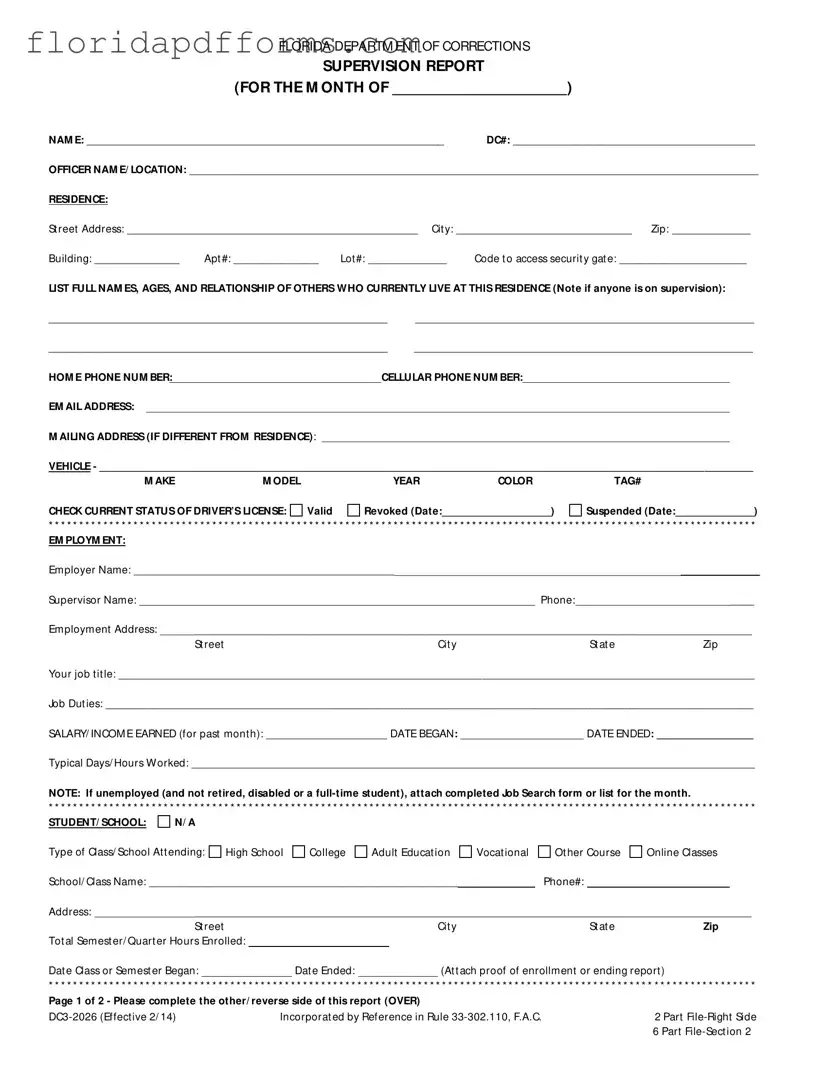 Fill in Your Florida Supervision Report Form