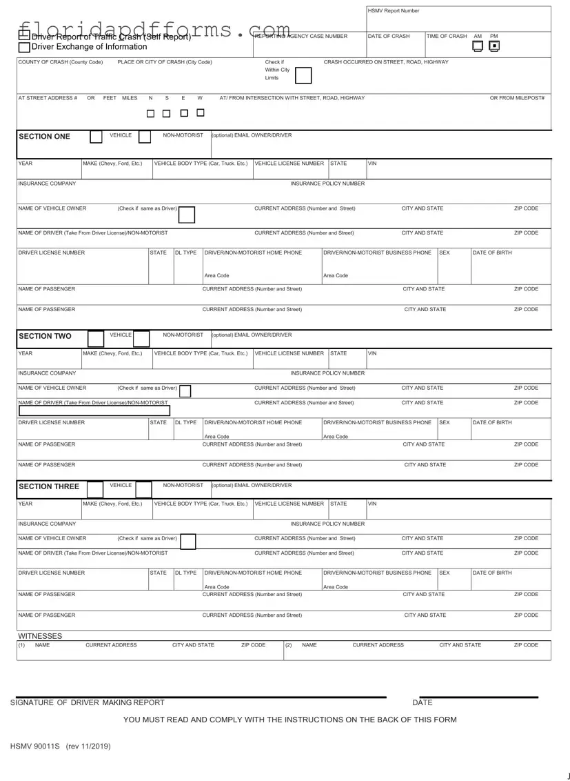 Fill in Your Florida Traffic Crash Report Form