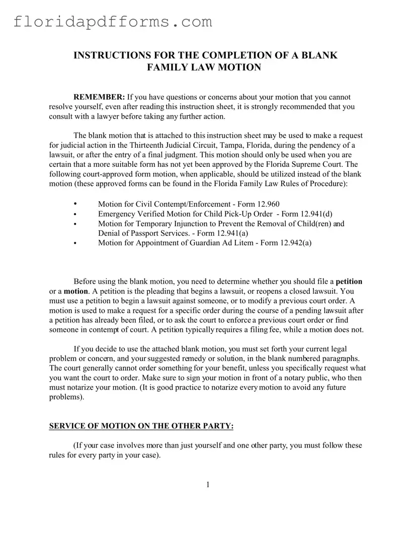 Fill in Your Motion Florida Form