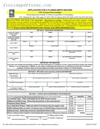 Fill in Your Florida Birth Certificate Form