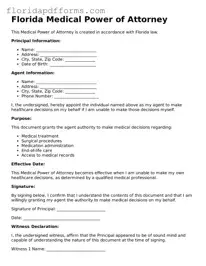 Official  Medical Power of Attorney Template for Florida