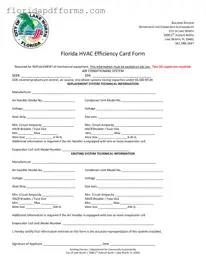 Fill in Your Florida Hvac Efficiency Card Form