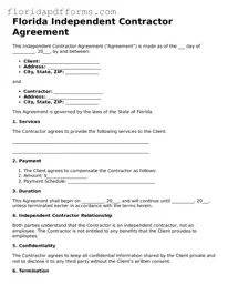 Official  Independent Contractor Agreement Template for Florida