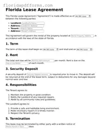 Official  Lease Agreement Template for Florida