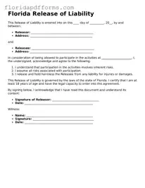 Official  Release of Liability Template for Florida