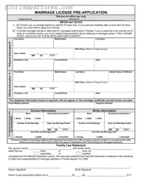 Fill in Your Florida Marriage Application Form