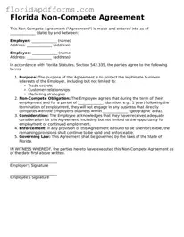 Official  Non-compete Agreement Template for Florida