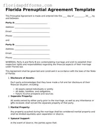 Official  Prenuptial Agreement Template for Florida