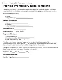 Official  Promissory Note Template for Florida