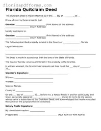 Official  Quitclaim Deed Template for Florida