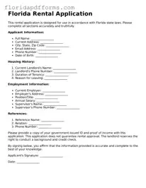 Official  Rental Application Template for Florida