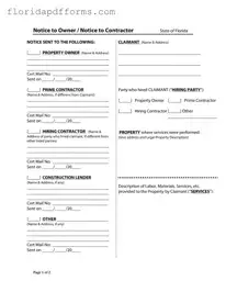 Fill in Your Notice Owner Florida Form